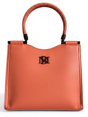 NWT Badgley Mischka Coral Vegan Leather Braided Handle Tote Crossbody BM Logo